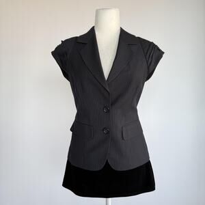 The Limited Collection Blazer Jacket Womens Small Gray Pinstripe Short Sleeve